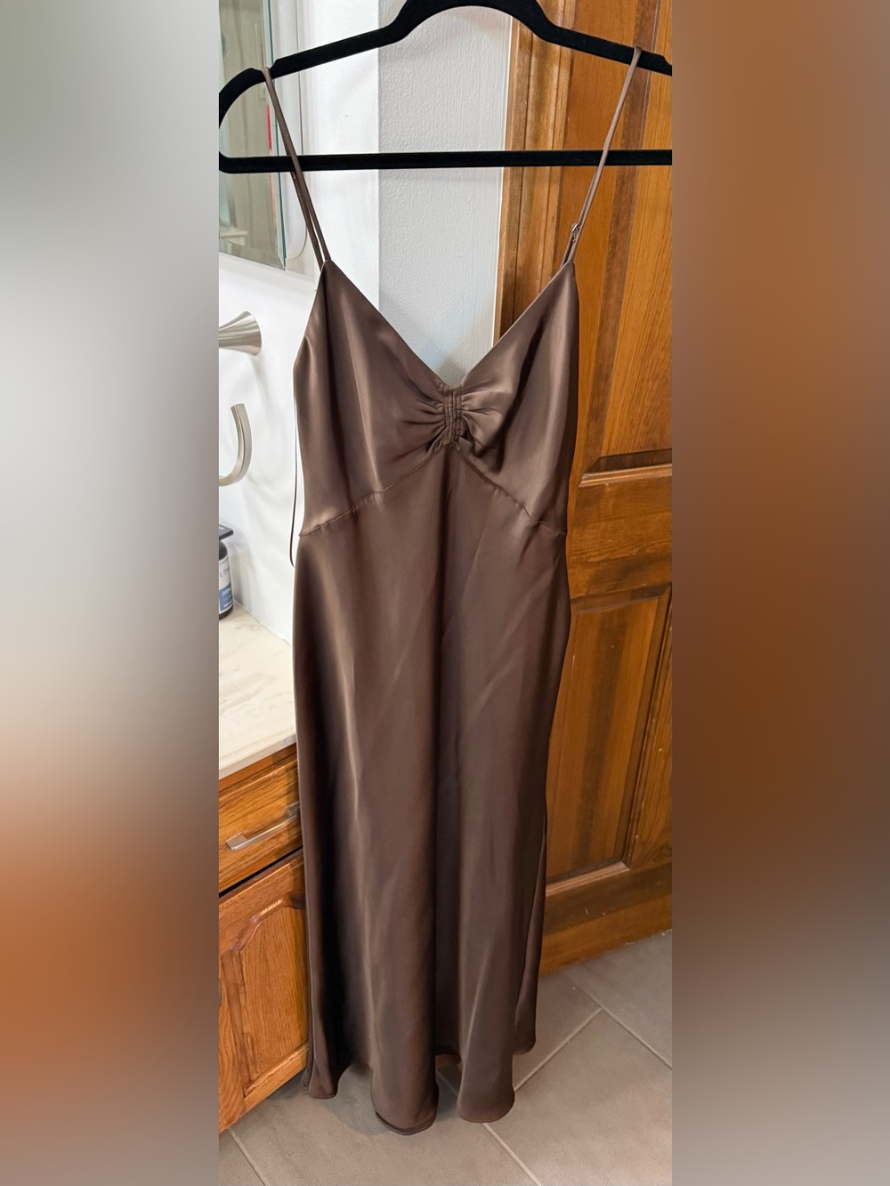 Zara size medium Satin Slip Dress - Brown